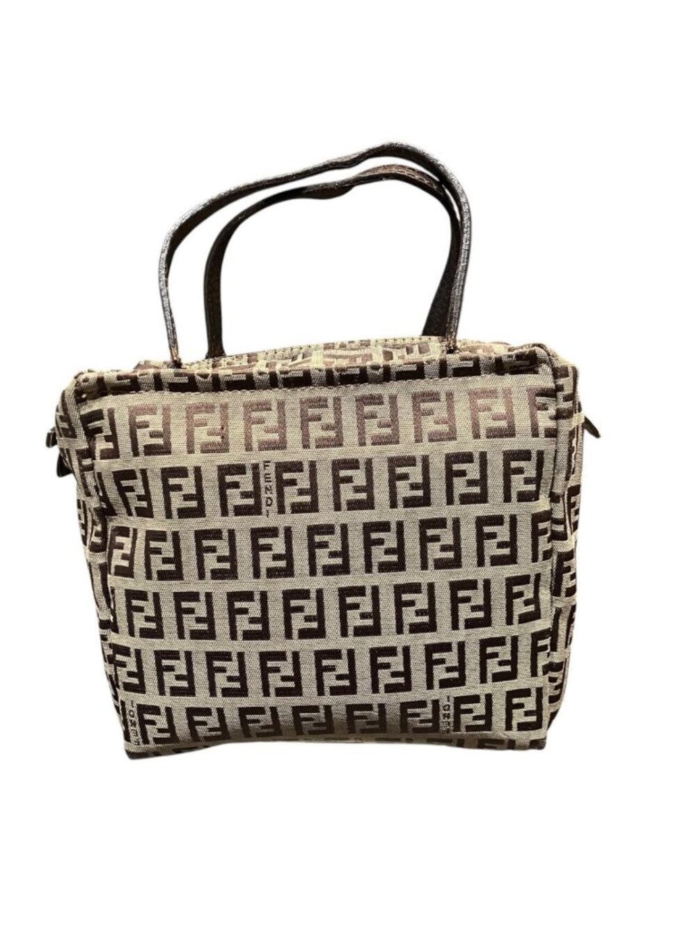 Fendi Zucchino Mini Tote Zucca Handbag Canvas Leather